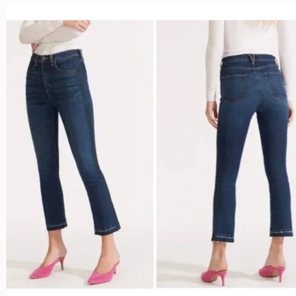 Veronica Beard Carly Kick Flare High Rise Jeans Medium Vintage Stripe